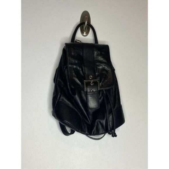 Y2K Black womens Vegan Leather Backpack gothic 2000’s - Picture 5 of 9